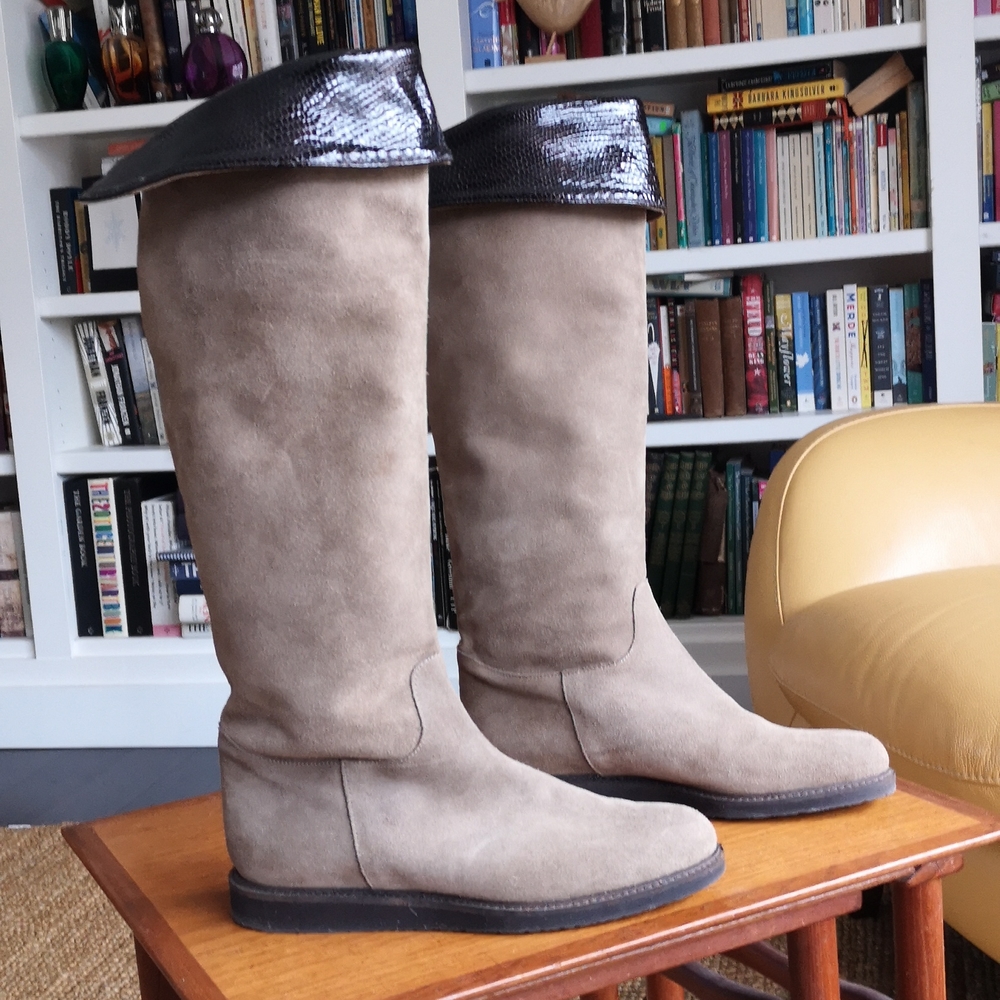 La Belle Italian-made tall suede leather boots